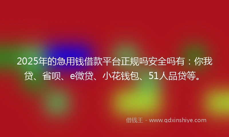 2025年的急用钱借款平台正规吗安全吗有：你我贷、省呗、e微贷、小花钱包、51人品贷等。