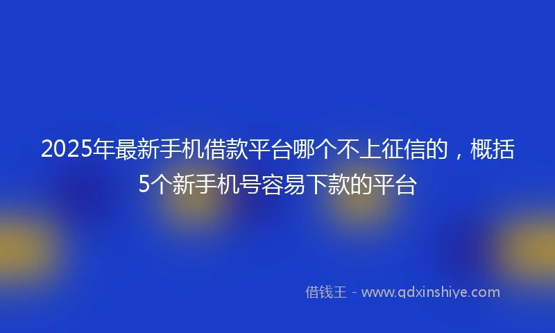 2025年最新手机借款平台哪个不上征信的，概括5个新手机号容易下款的平台