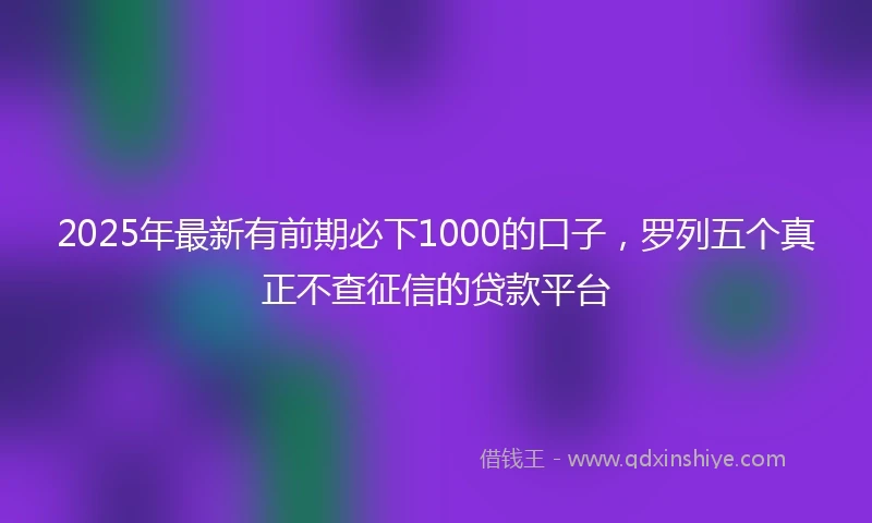 2025年最新有前期必下1000的口子，罗列五个真正不查征信的贷款平台