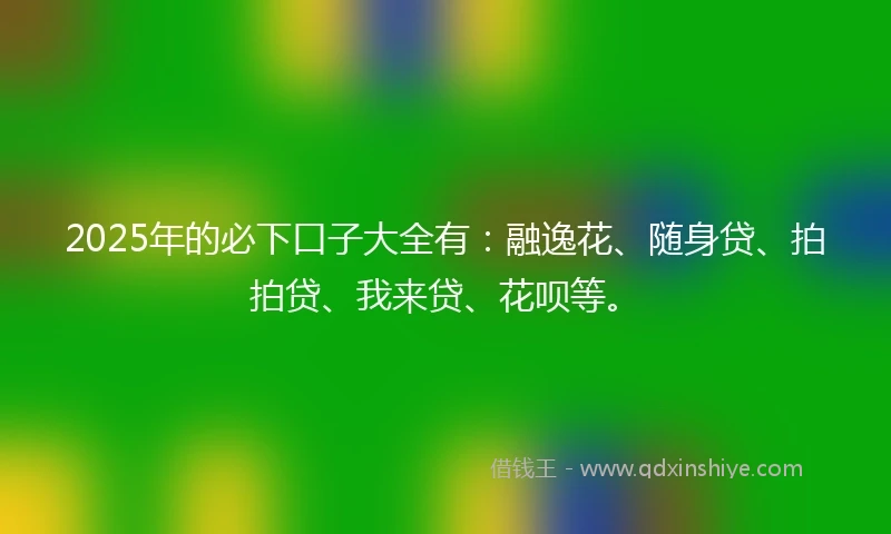 2025年的必下口子大全有：融逸花、随身贷、拍拍贷、我来贷、花呗等。