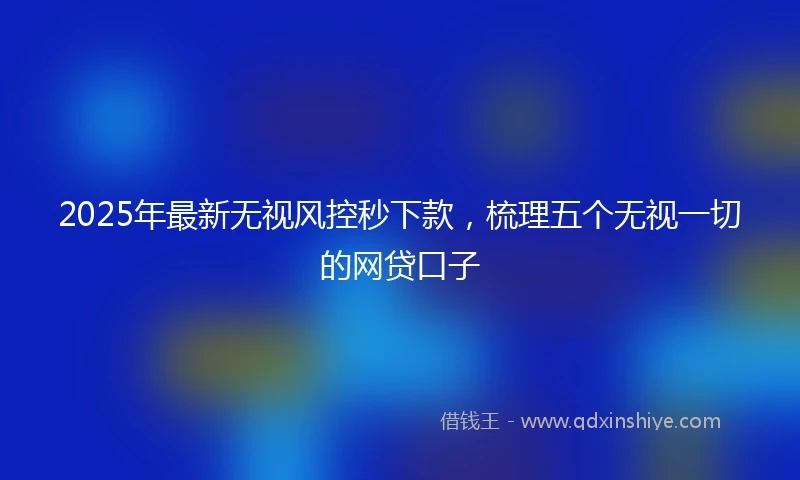 2025年最新无视风控秒下款，梳理五个无视一切的网贷口子