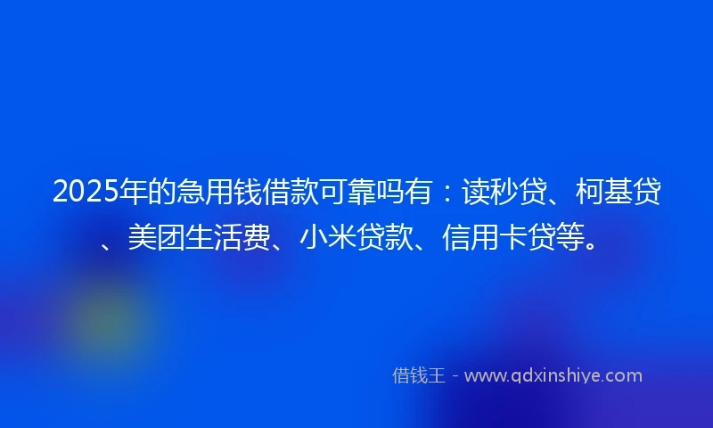 2025年的急用钱借款可靠吗有：读秒贷、柯基贷、美团生活费、小米贷款、信用卡贷等。
