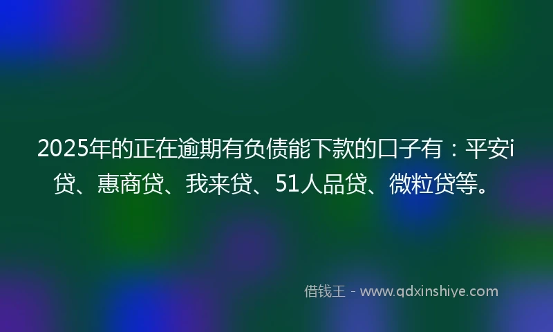 2025年的正在逾期有负债能下款的口子有：平安i贷、惠商贷、我来贷、51人品贷、微粒贷等。