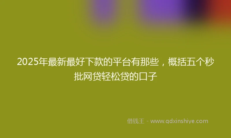 2025年最新最好下款的平台有那些，概括五个秒批网贷轻松贷的口子