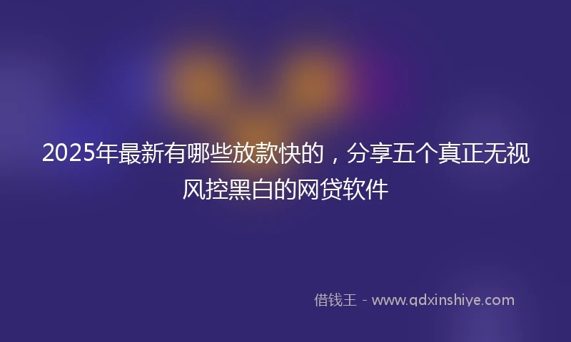 2025年最新有哪些放款快的，分享五个真正无视风控黑白的网贷软件