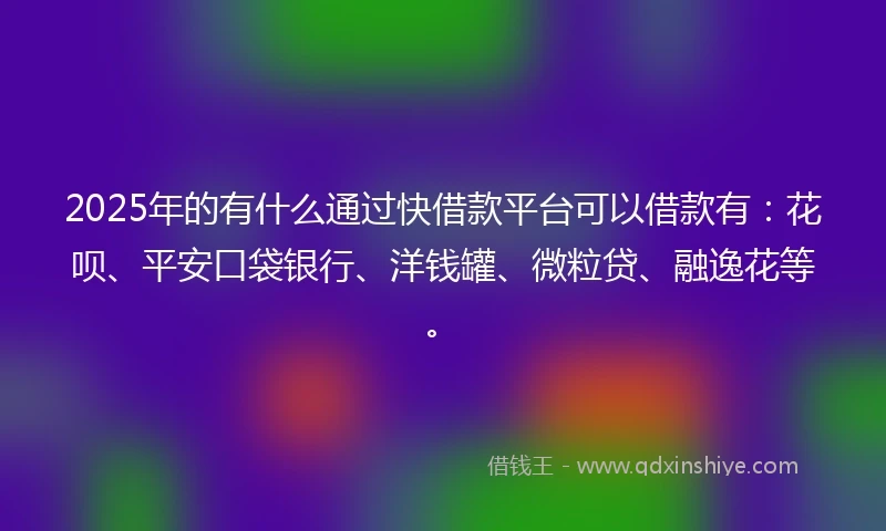 2025年的有什么通过快借款平台可以借款有：花呗、平安口袋银行、洋钱罐、微粒贷、融逸花等。