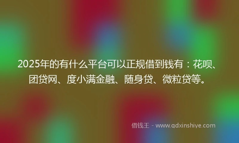 2025年的有什么平台可以正规借到钱有：花呗、团贷网、度小满金融、随身贷、微粒贷等。