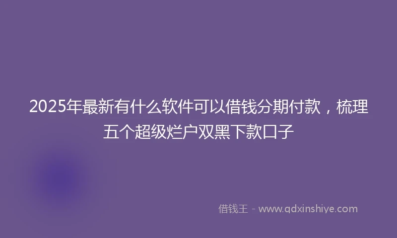 2025年最新有什么软件可以借钱分期付款，梳理五个超级烂户双黑下款口子
