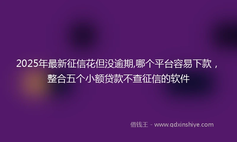 2025年最新征信花但没逾期,哪个平台容易下款，整合五个小额贷款不查征信的软件