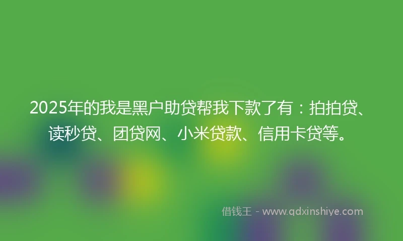 2025年的我是黑户助贷帮我下款了有：拍拍贷、读秒贷、团贷网、小米贷款、信用卡贷等。