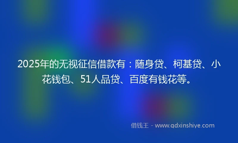 2025年的无视征信借款有：随身贷、柯基贷、小花钱包、51人品贷、百度有钱花等。