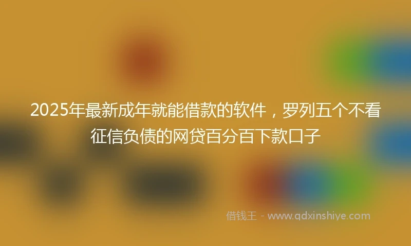 2025年最新成年就能借款的软件，罗列五个不看征信负债的网贷百分百下款口子