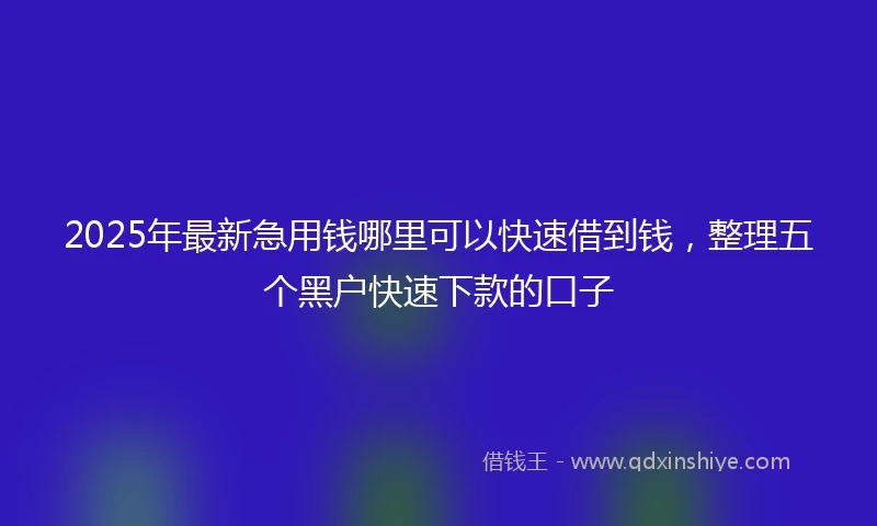 2025年最新急用钱哪里可以快速借到钱，整理五个黑户快速下款的口子