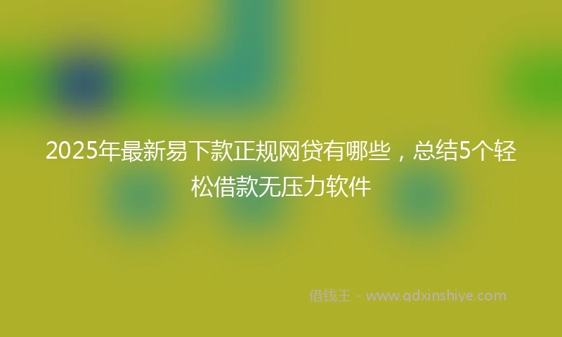 2025年最新易下款正规网贷有哪些，总结5个轻松借款无压力软件