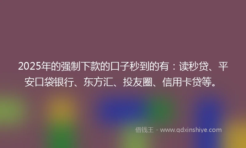 2025年的强制下款的口子秒到的有:读秒贷、平安口袋银行、东方汇、投友圈、信用卡贷等。