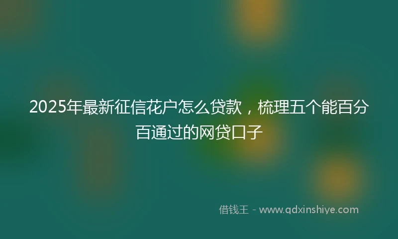 2025年最新征信花户怎么贷款，梳理五个能百分百通过的网贷口子