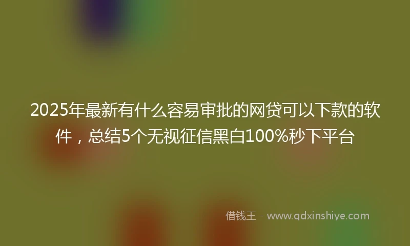 2025年最新有什么容易审批的网贷可以下款的软件，总结5个无视征信黑白100%秒下平台