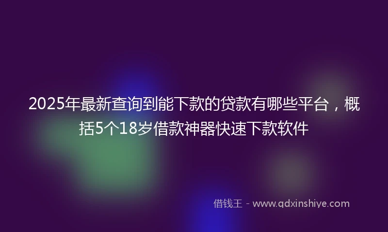 2025年最新查询到能下款的贷款有哪些平台，概括5个18岁借款神器快速下款软件