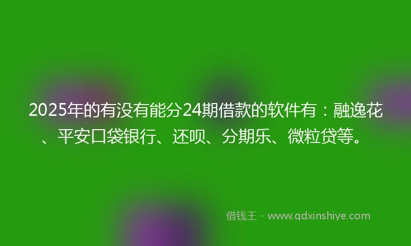 2025年的有没有能分24期借款的软件有：融逸花、平安口袋银行、还呗、分期乐、微粒贷等。