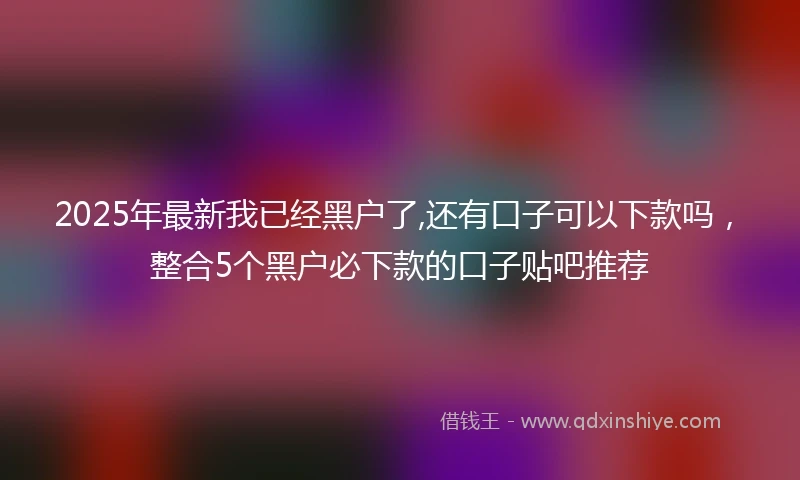 2025年最新我已经黑户了,还有口子可以下款吗，整合5个黑户必下款的口子贴吧推荐