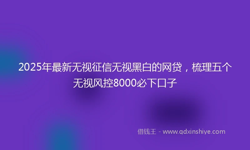 2025年最新无视征信无视黑白的网贷，梳理五个无视风控8000必下口子