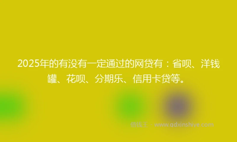 2025年的有没有一定通过的网贷有：省呗、洋钱罐、花呗、分期乐、信用卡贷等。