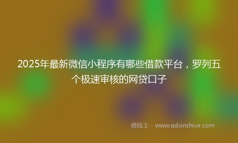 2025年最新微信小程序有哪些借款平台，罗列五个极速审核的网贷口子