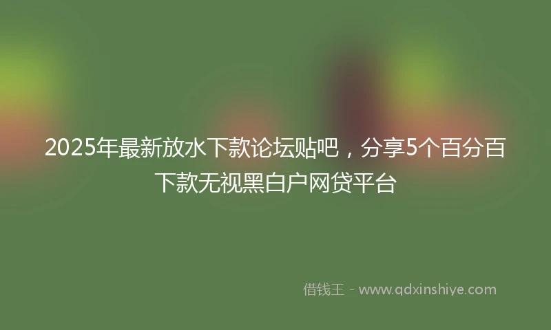 2025年最新放水下款论坛贴吧，分享5个百分百下款无视黑白户网贷平台