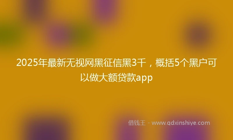 2025年最新无视网黑征信黑3千，概括5个黑户可以做大额贷款app