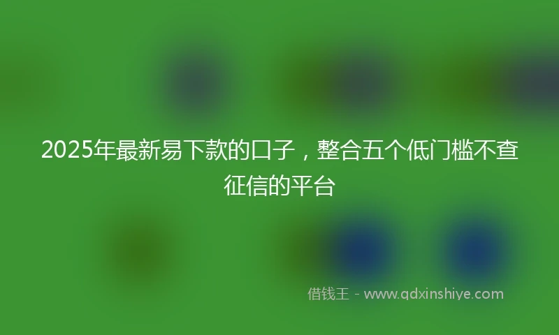 2025年最新易下款的口子，整合五个低门槛不查征信的平台