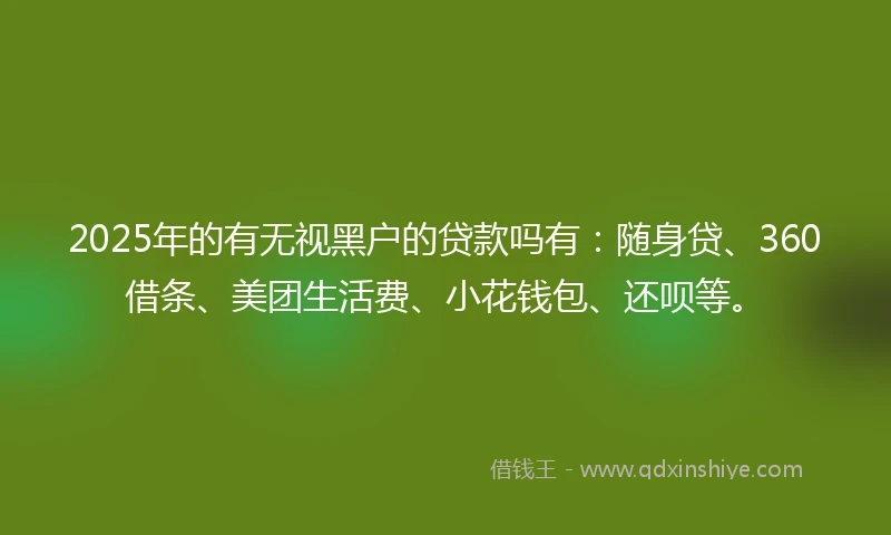 2025年的有无视黑户的贷款吗有：随身贷、360借条、美团生活费、小花钱包、还呗等。