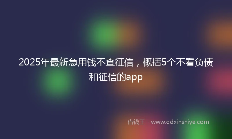 2025年最新急用钱不查征信，概括5个不看负债和征信的app