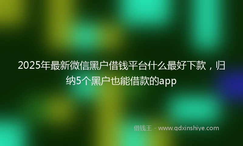 2025年最新微信黑户借钱平台什么最好下款，归纳5个黑户也能借款的app