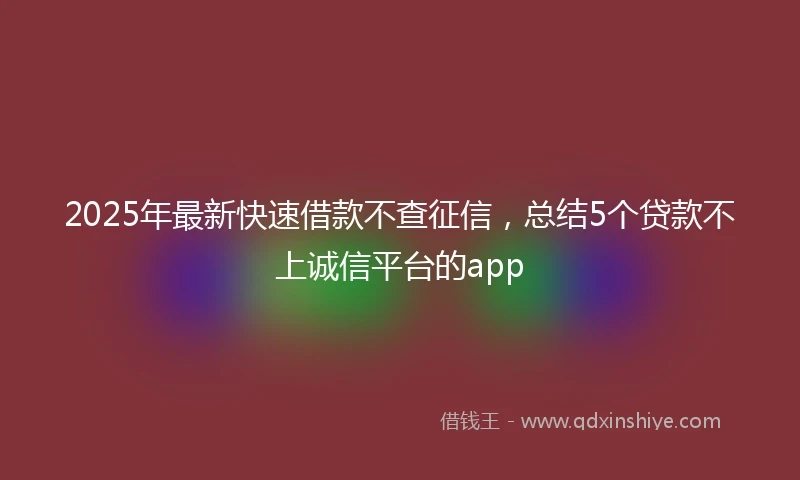 2025年最新快速借款不查征信，总结5个贷款不上诚信平台的app