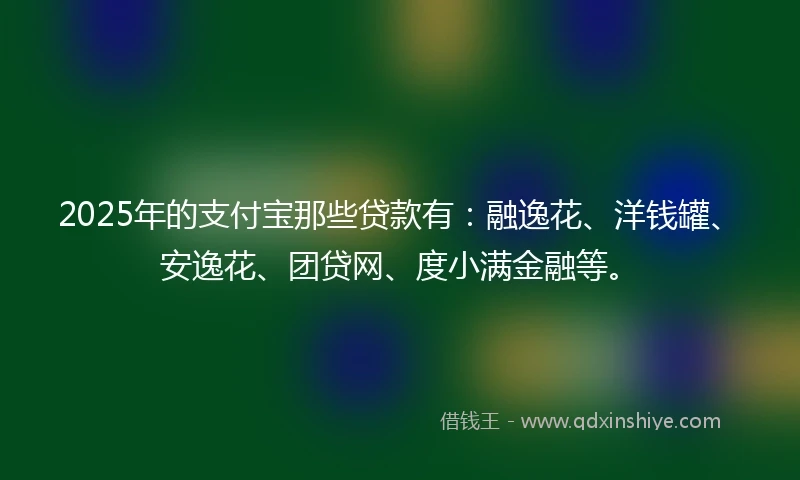 2025年的支付宝那些贷款有：融逸花、洋钱罐、安逸花、团贷网、度小满金融等。