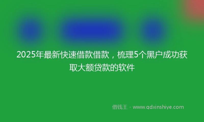 2025年最新快速借款借款，梳理5个黑户成功获取大额贷款的软件