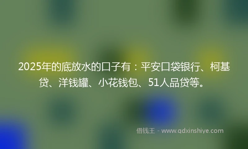 2025年的底放水的口子有：平安口袋银行、柯基贷、洋钱罐、小花钱包、51人品贷等。