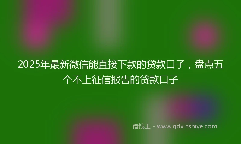 2025年最新微信能直接下款的贷款口子，盘点五个不上征信报告的贷款口子