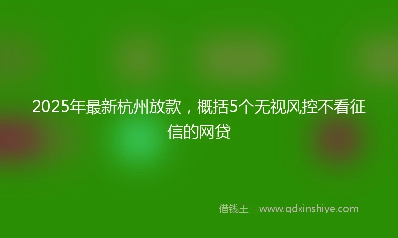 2025年最新杭州放款，概括5个无视风控不看征信的网贷