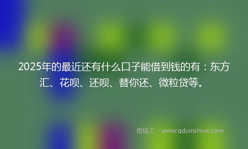 2025年的最近还有什么口子能借到钱的有：东方汇、花呗、还呗、替你还、微粒贷等。