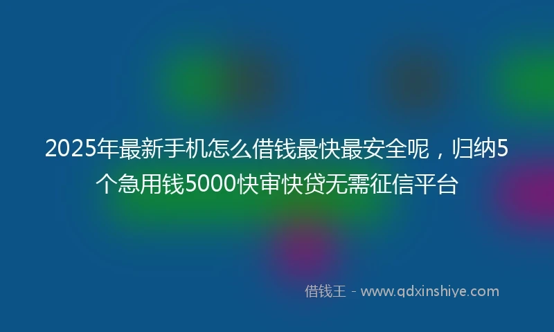 2025年最新手机怎么借钱最快最安全呢，归纳5个急用钱5000快审快贷无需征信平台