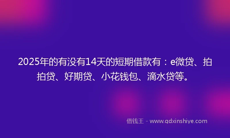 2025年的有没有14天的短期借款有：e微贷、拍拍贷、好期贷、小花钱包、滴水贷等。