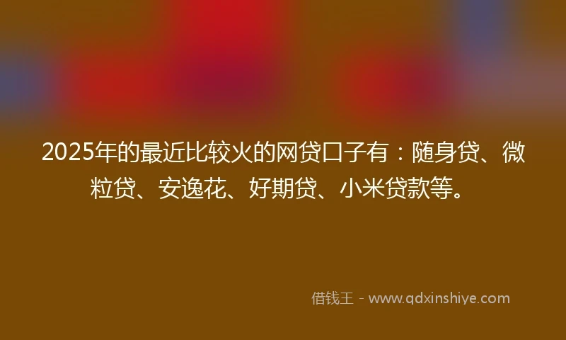 2025年的最近比较火的网贷口子有：随身贷、微粒贷、安逸花、好期贷、小米贷款等。