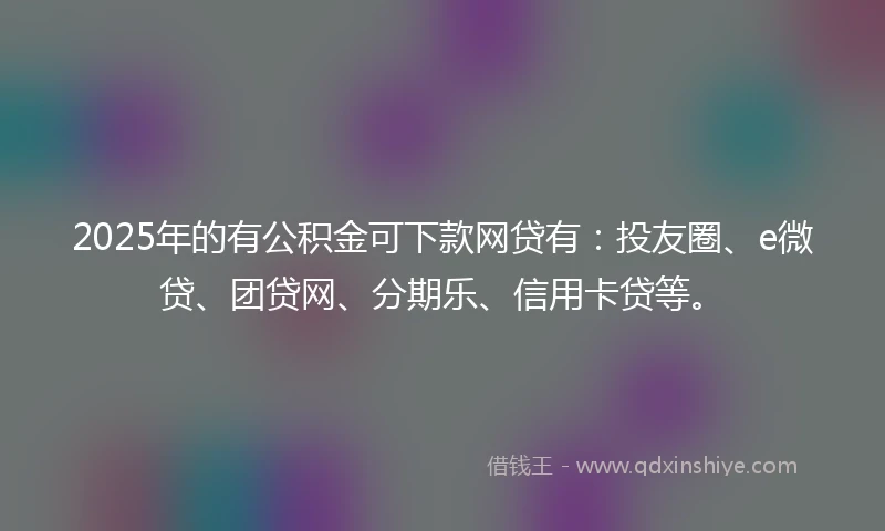 2025年的有公积金可下款网贷有：投友圈、e微贷、团贷网、分期乐、信用卡贷等。