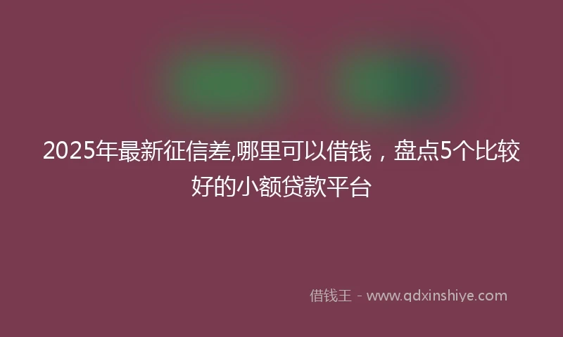 2025年最新征信差,哪里可以借钱，盘点5个比较好的小额贷款平台