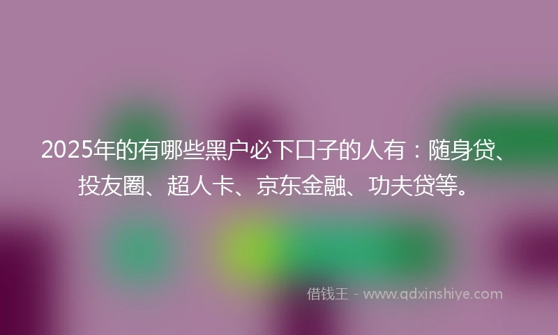 2025年的有哪些黑户必下口子的人有：随身贷、投友圈、超人卡、京东金融、功夫贷等。