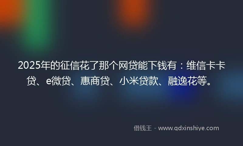 2025年的征信花了那个网贷能下钱有：维信卡卡贷、e微贷、惠商贷、小米贷款、融逸花等。