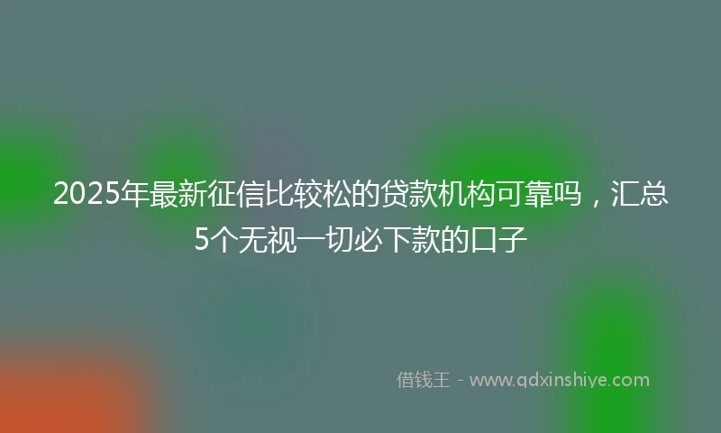 2025年最新征信比较松的贷款机构可靠吗，汇总5个无视一切必下款的口子