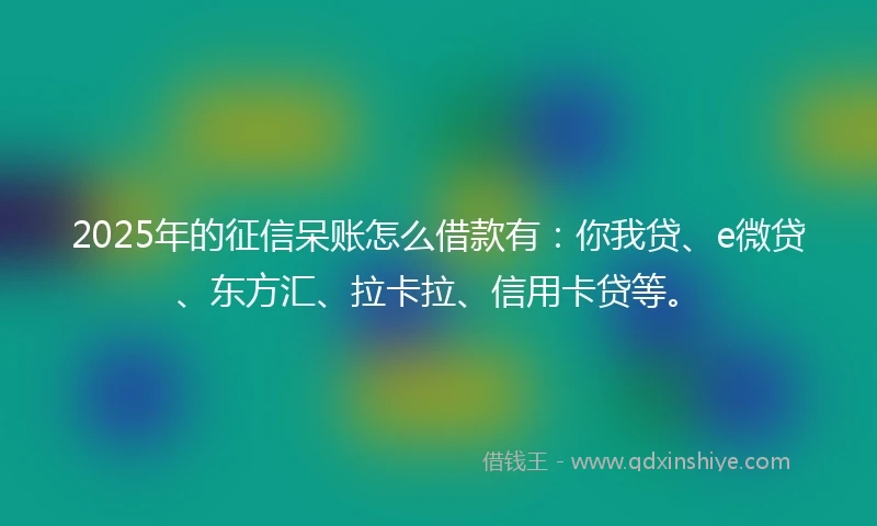 2025年的征信呆账怎么借款有：你我贷、e微贷、东方汇、拉卡拉、信用卡贷等。