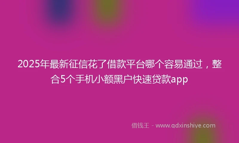 2025年最新征信花了借款平台哪个容易通过,整合5个手机小额黑户快速贷款app